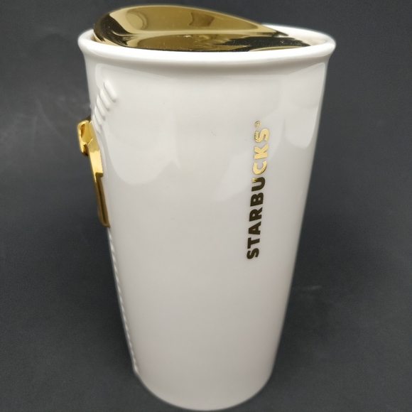Starbucks 2015 Gold Zipper Tumbler Mug 10 Oz. - Picture 6 of 7